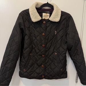 U.S. Polo Assn. Quilted Black Jacket with Cream Collar